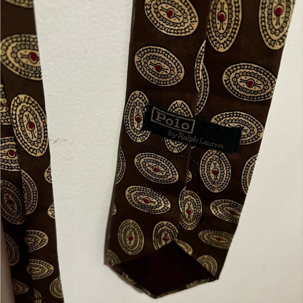 Polo paisley dress suit tie big logo necktie logo y2k neckwear accessory vintage